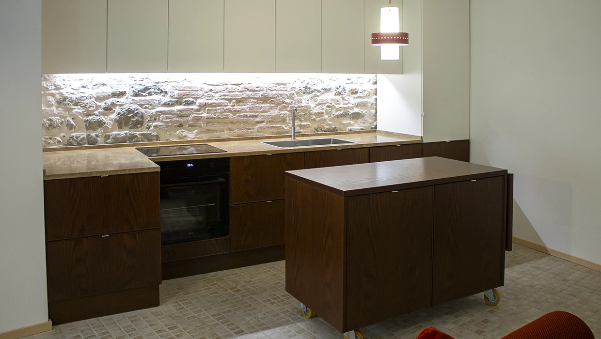 Modern kitchen in oak wood